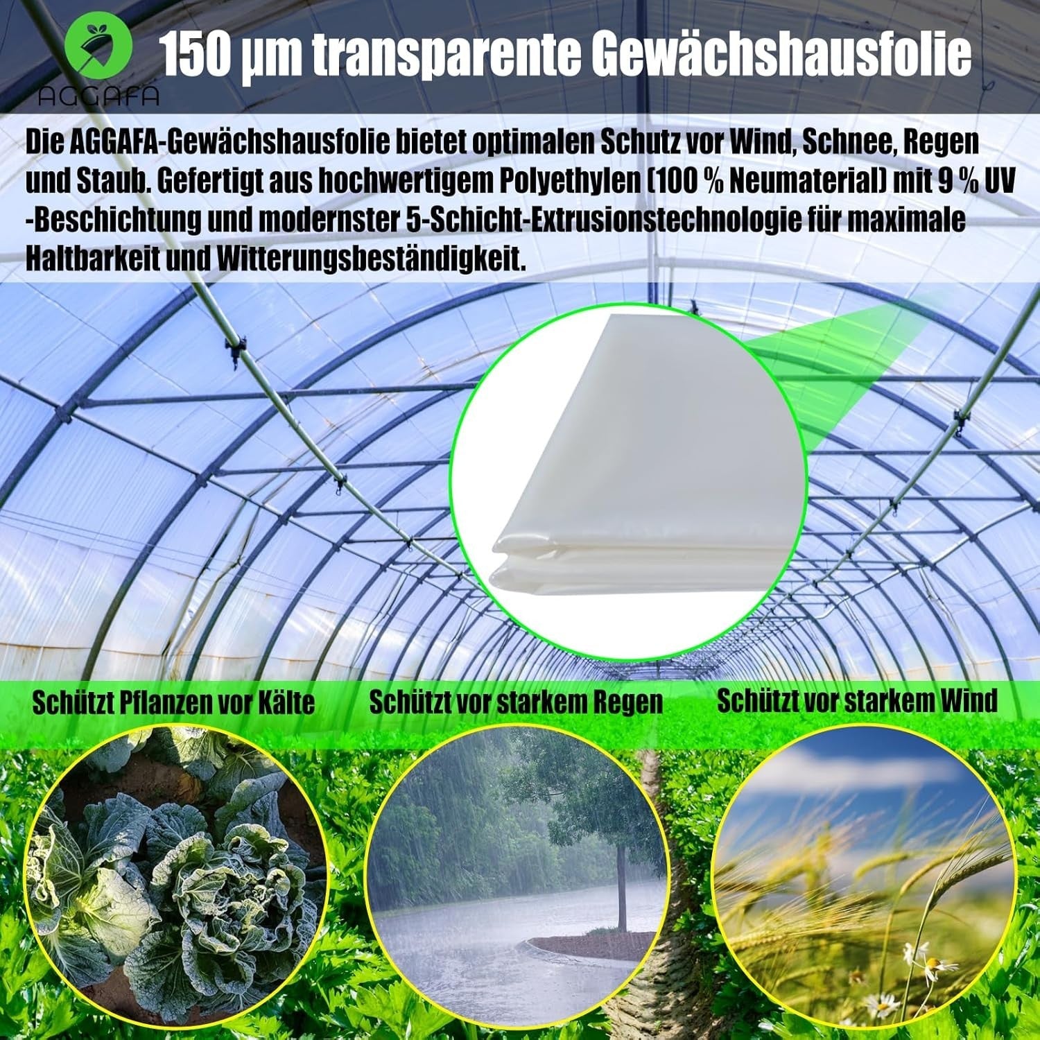 Heavy Duty Greenhouse Plastic Sheeting 4M x 10M 150um UV Resistant