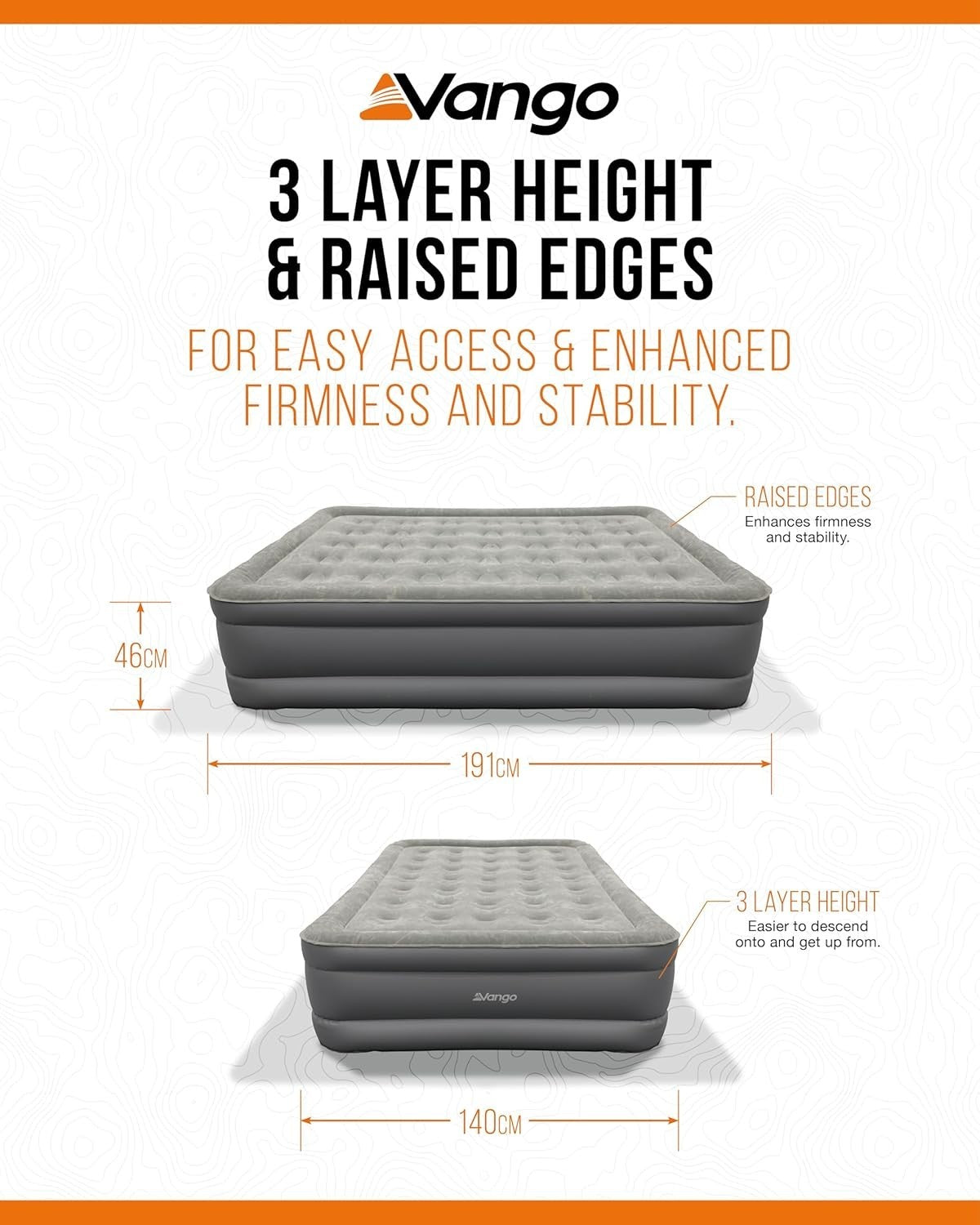 Double Airbed Electric Pump Silent Auto Top Up Flocked 3 Comfort
