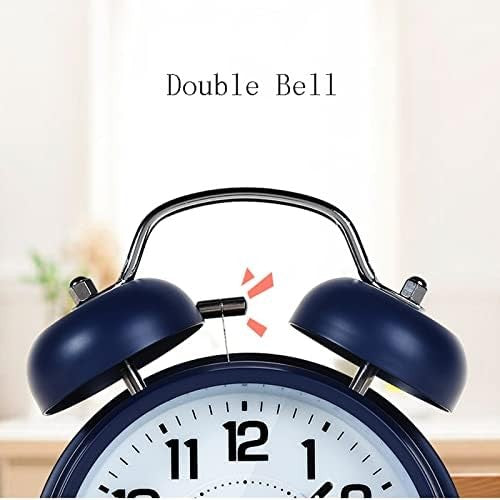 Metal Twin Bell Alarm Clock 4.5 Inch Silent Loud Heavy Sleepers Bedside