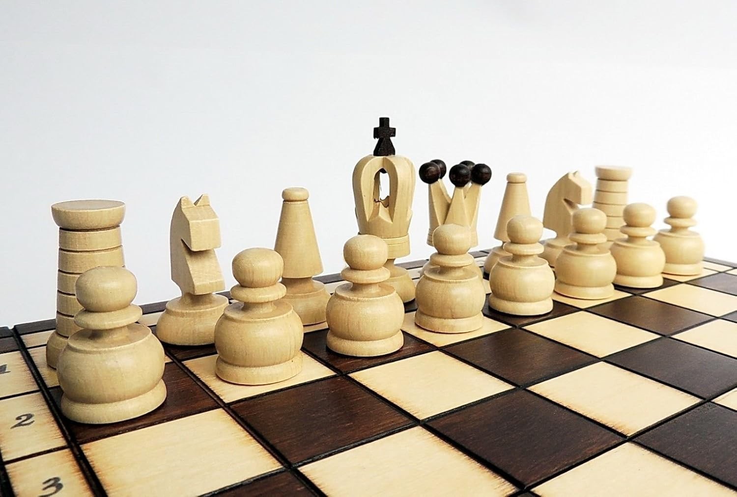 31cm Wooden Travel Chess Set with Red Felt | Portable Board & Handcrafted Pieces