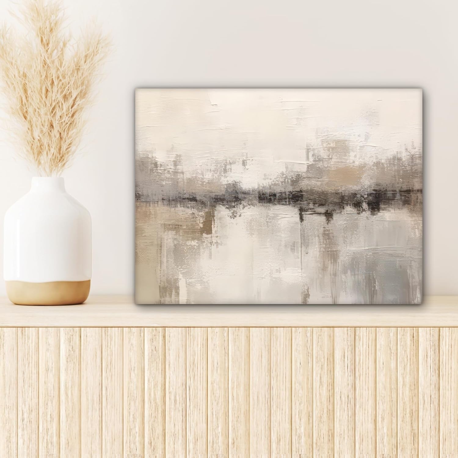 Beige Abstract Canvas Wall Art 40x30cm Modern Framed Print