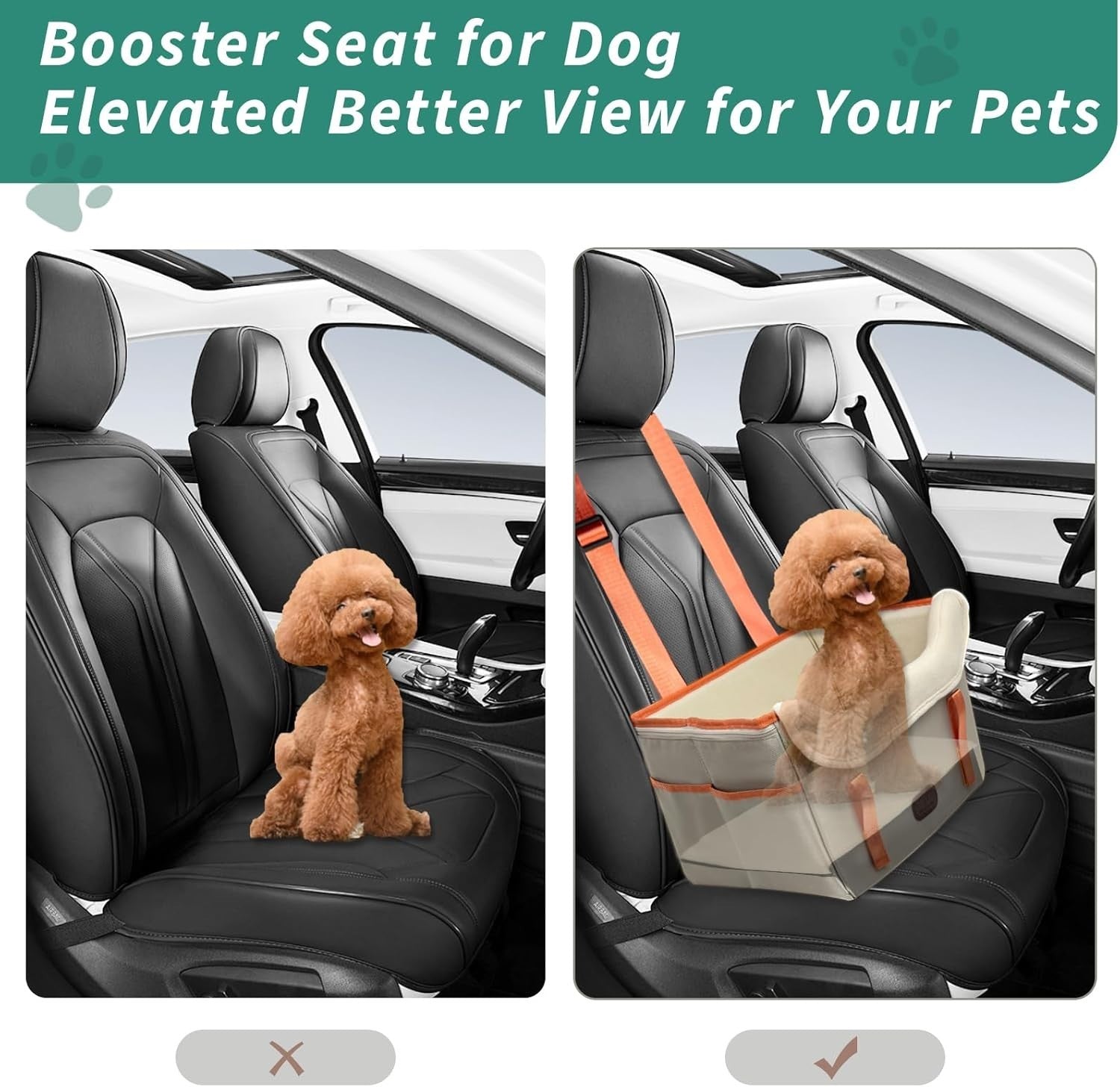Small Dog Car Seat Booster Bed Waterproof Travel Carrier 25lb Khaki