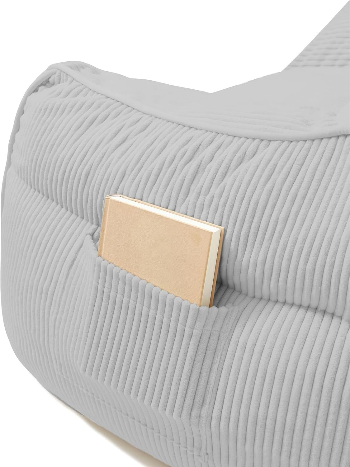 Giant Corduroy Bean Bag Chair with Foam Filling Soft Cozy Living Room Seat