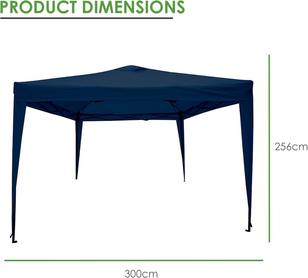 3m Pop Up Garden Gazebo with Side Walls Waterproof Outdoor Tent Navy