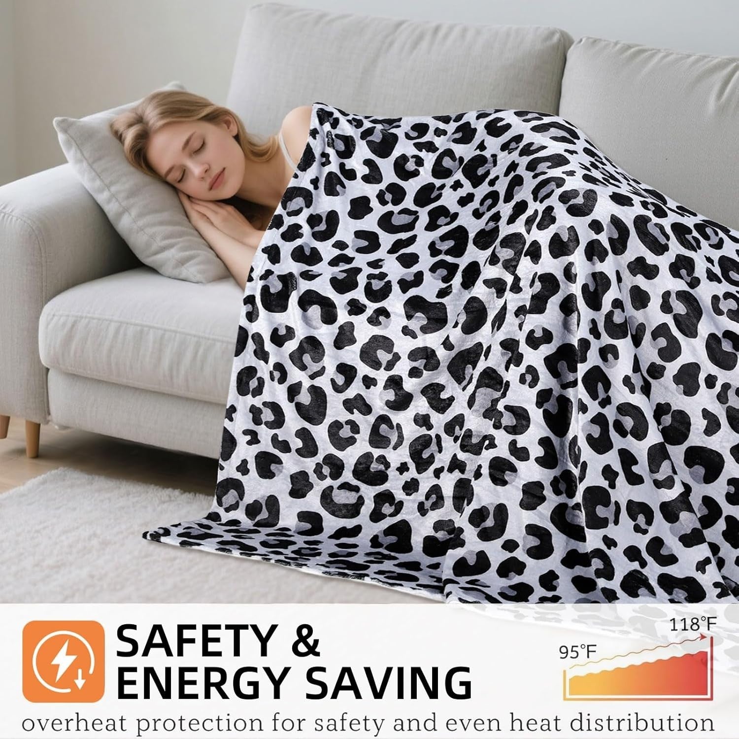 USB Heated Throw Blanket 50"x60" Portable Fleece 3 Heat Settings Travel Car Home