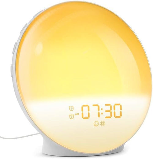 Sunrise Alarm Clock Wake Up Light FM Radio White Noise Heavy Sleepers
