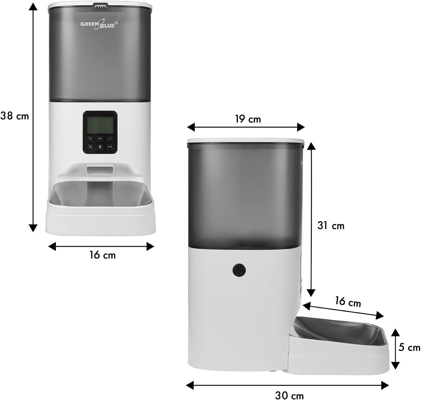 Automatic Pet Feeder 6L Food Dispenser LCD Timer 8 Meals Portion Control