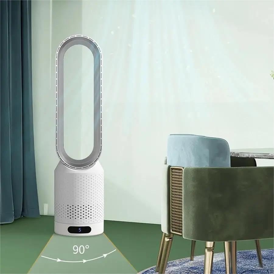 Bladeless Tower Fan with Air Purifier – 8-Speed Quiet Cooling Fan w Remote Timer