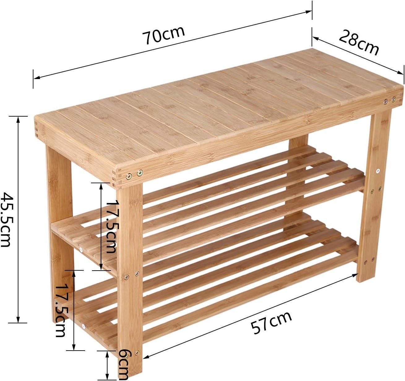 Natural Bamboo 3-Tier Shoe Storage Bench – Eco Entryway Organizer Seat
