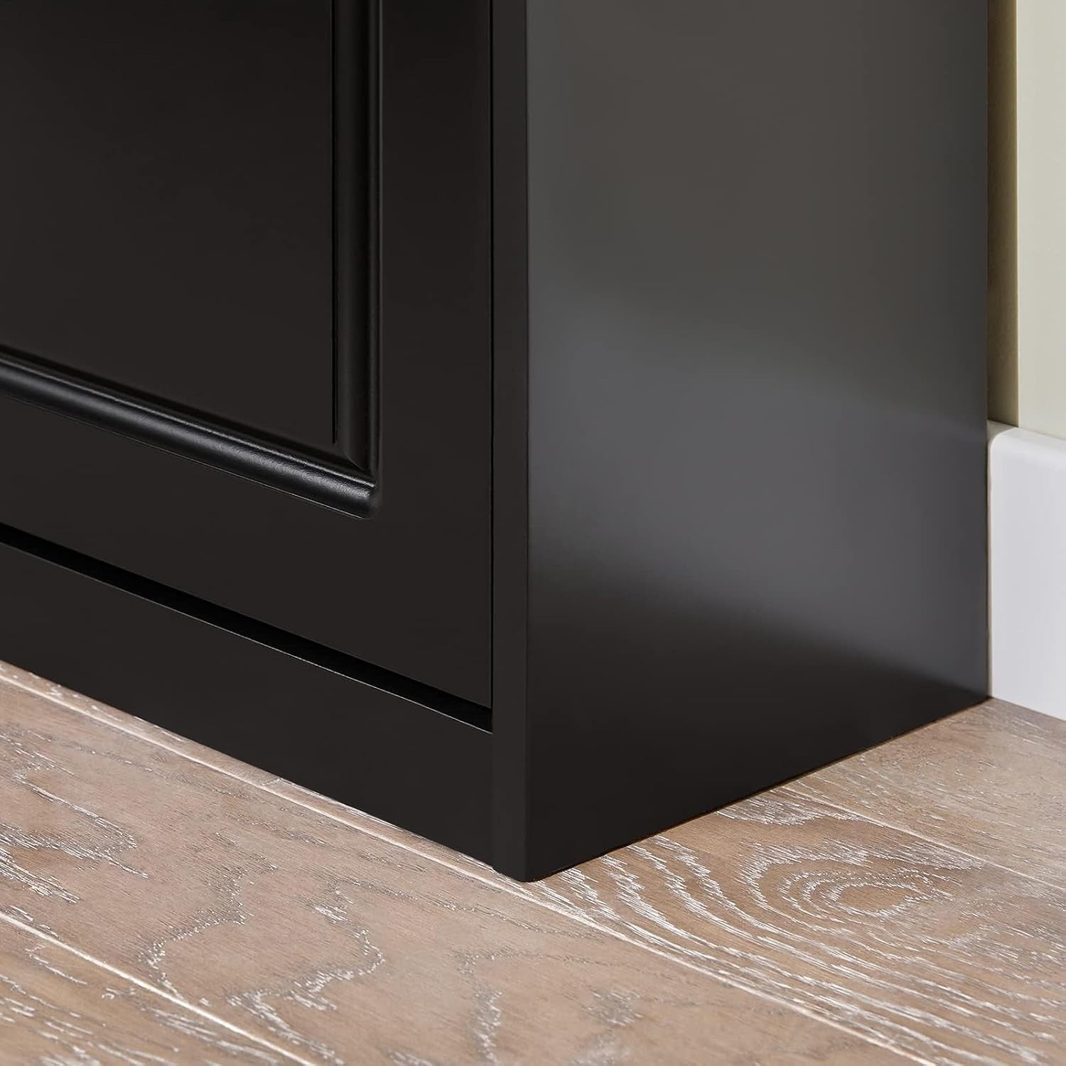 Slim Shoe Cabinet Black with 3 Flip Drawers, Narrow Hallway Storage