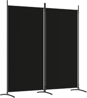 Black 2 Panel Room Divider 175cm Folding Privacy Screen – Modern Fabric