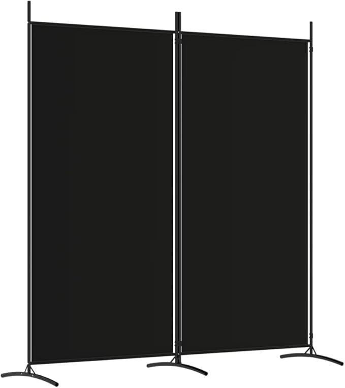Black 2 Panel Room Divider 175cm Folding Privacy Screen – Modern Fabric