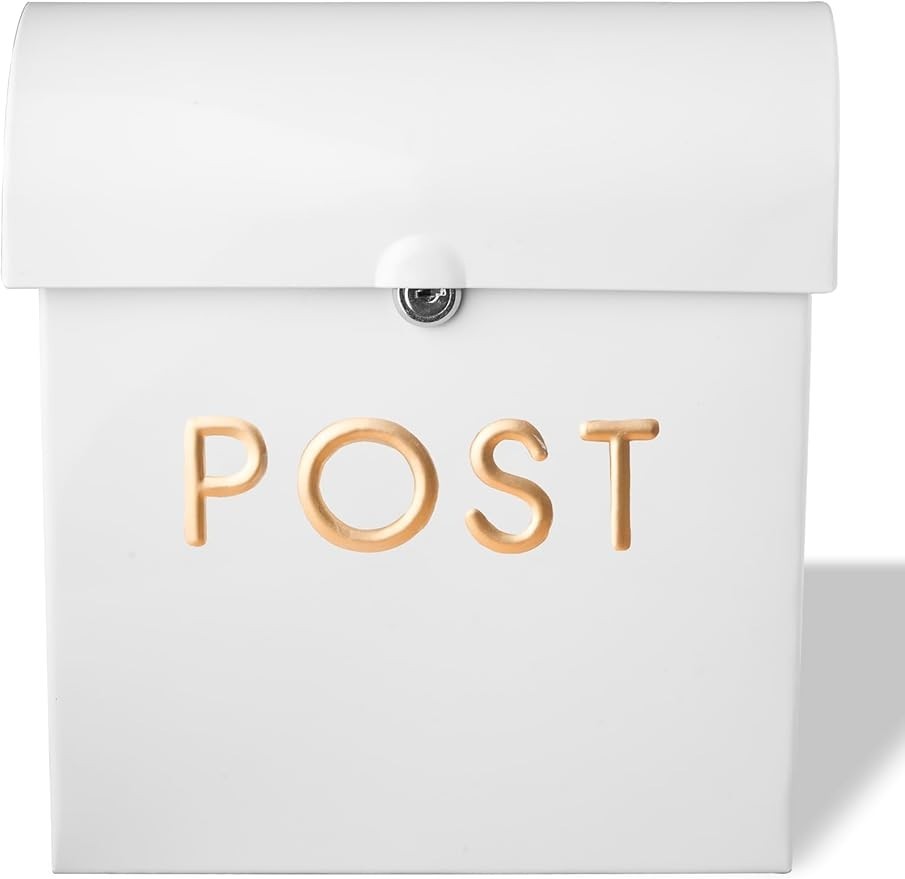 Lockable Wall Mounted Mailbox White | Weatherproof Post Box | Secure & Stylish