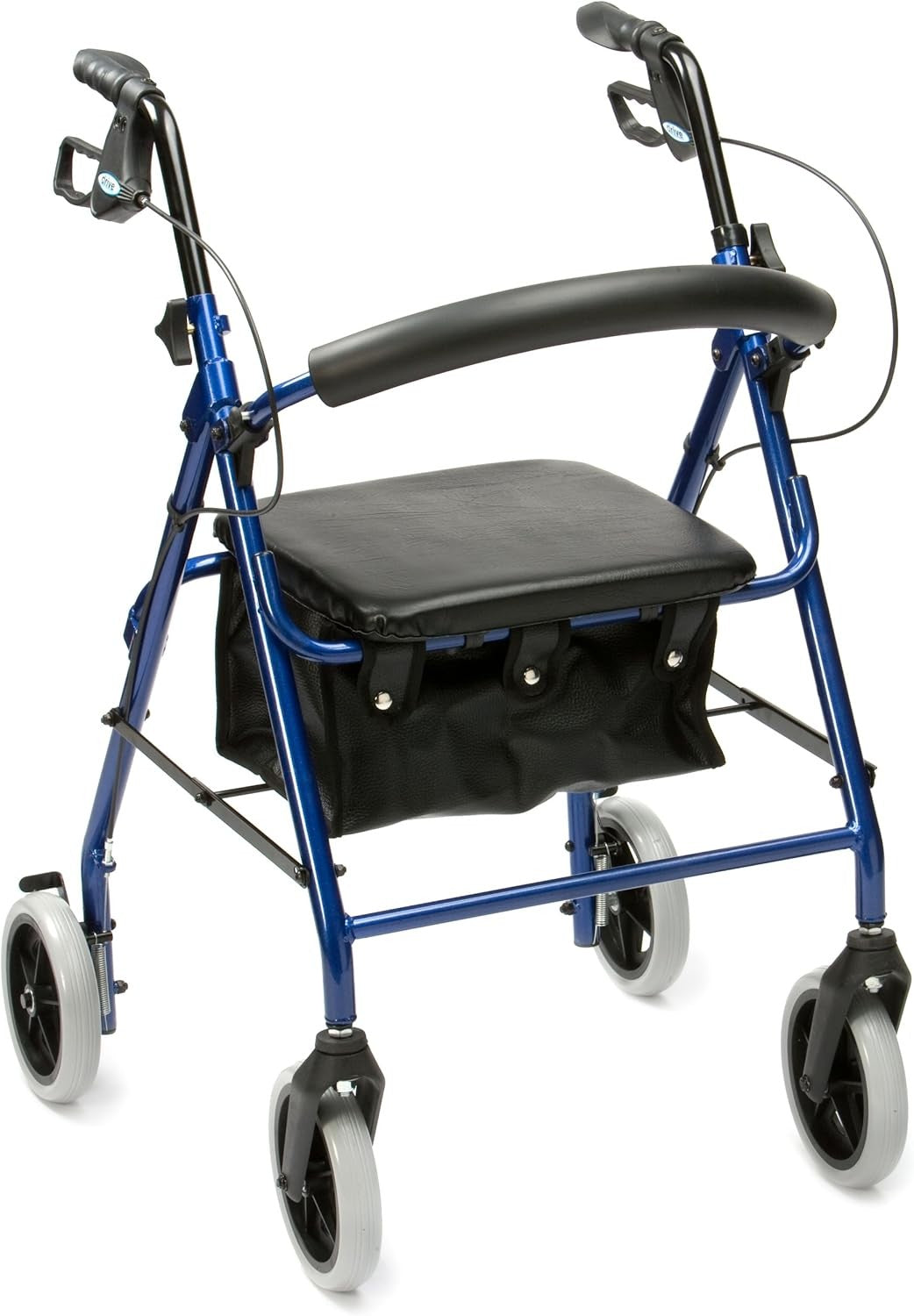 Lightweight Folding Rollator Walker Seat Underseat Bag Adjustable Height