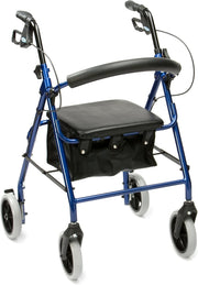 Lightweight Folding Rollator Walker Seat Underseat Bag Adjustable Height