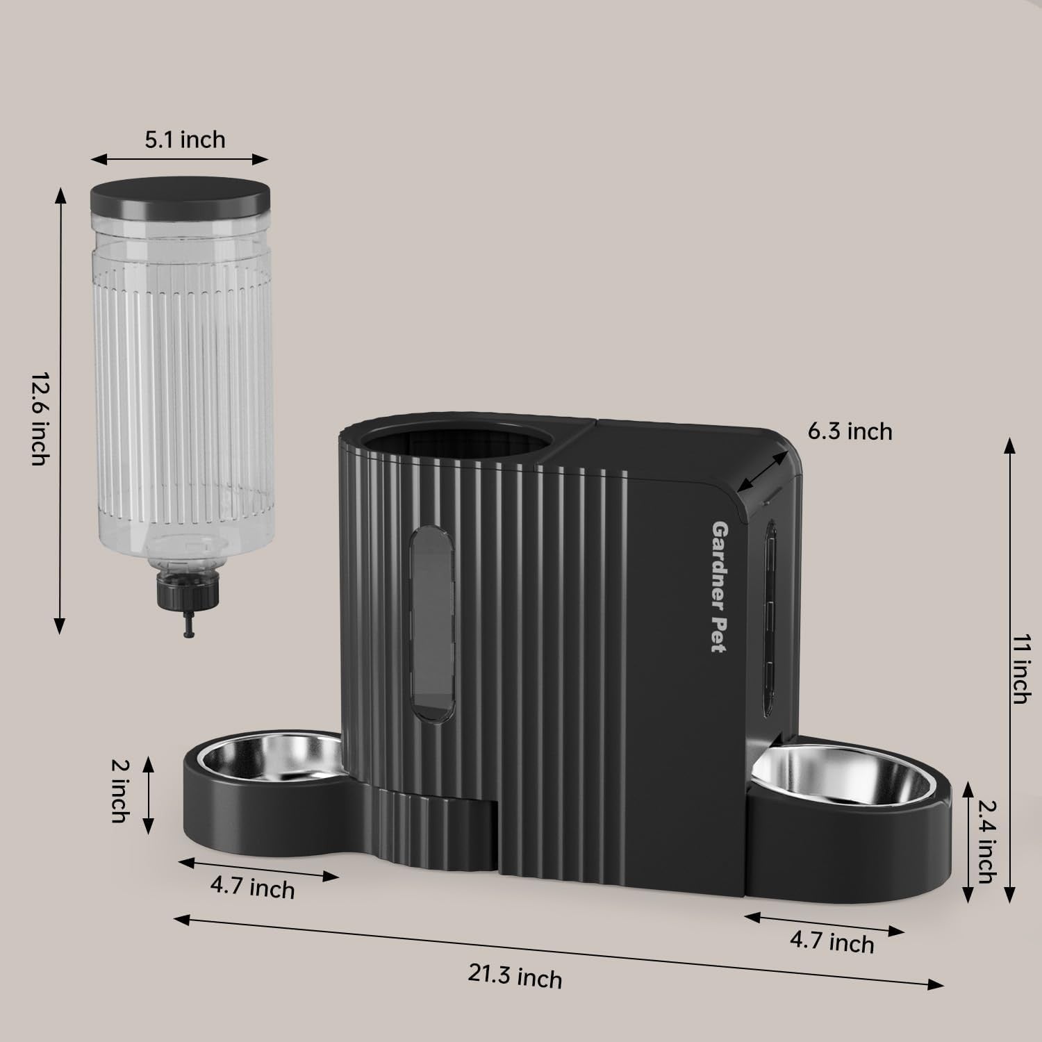2 in 1 Gravity Pet Feeder Water Dispenser 3L Auto Food Station Black