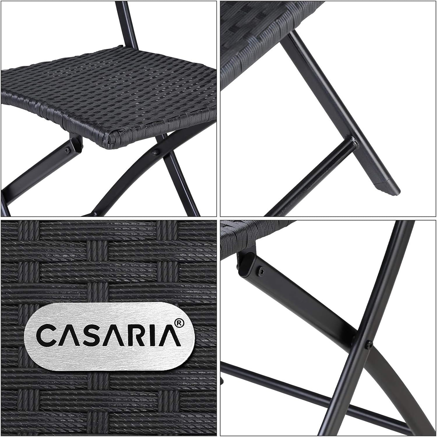 4x Folding Rattan Garden Chairs Outdoor Patio Set Space Saver UV-Resistant