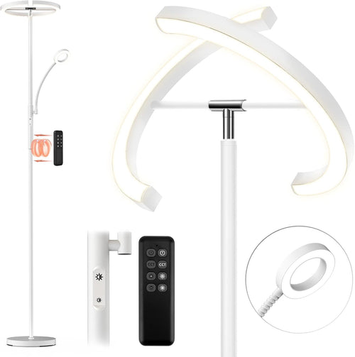 Dimmable LED Uplighter Floor Lamp with Reading Light Remote Touch Control