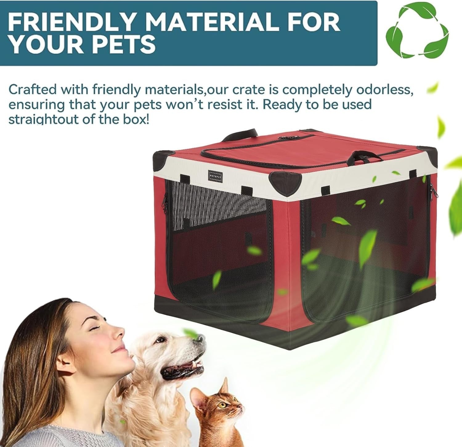 Pop Up Soft Dog Crate Red – Foldable Travel Kennel for Medium & Large Pets
