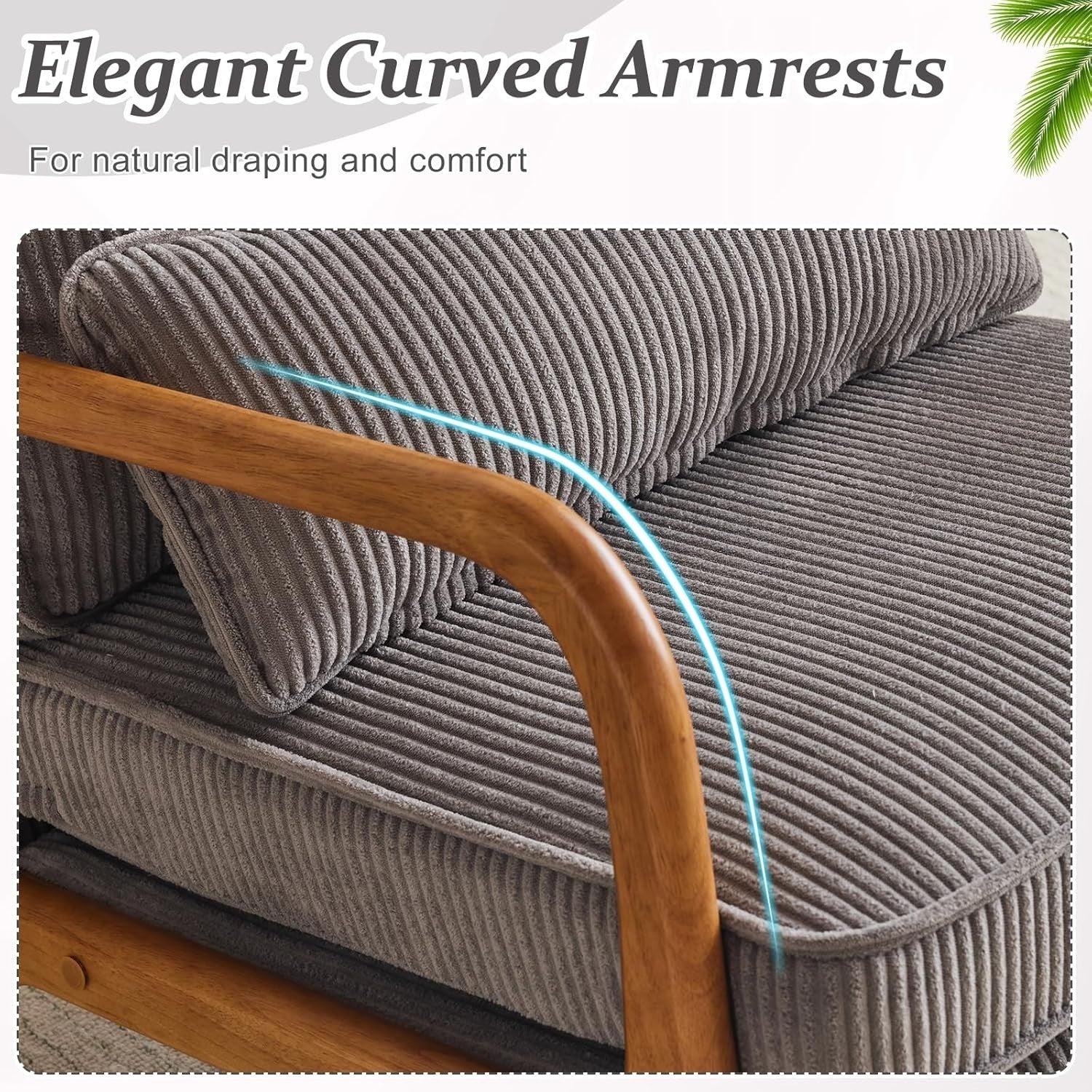 Mid Century Corduroy Armchair Lounge Reading Chair with Cushions Grey