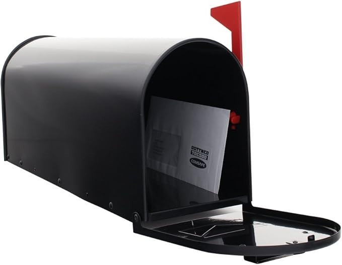 Lockable Steel Mailbox Black – Weatherproof, Surface Mount, Mail Notifier