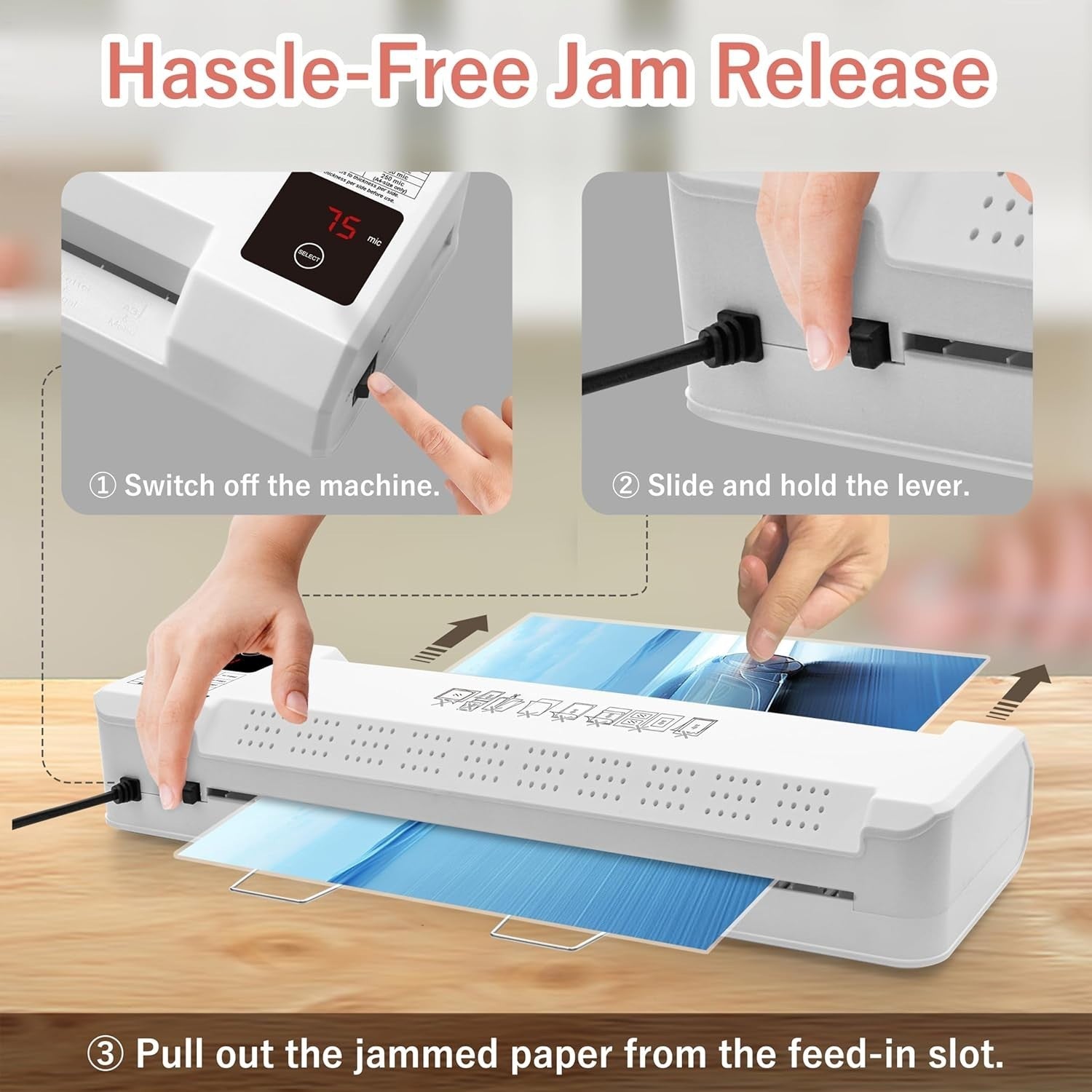 A3 Thermal Laminator 40s Warm Up 75–250 Mic Touch Panel Jam Free