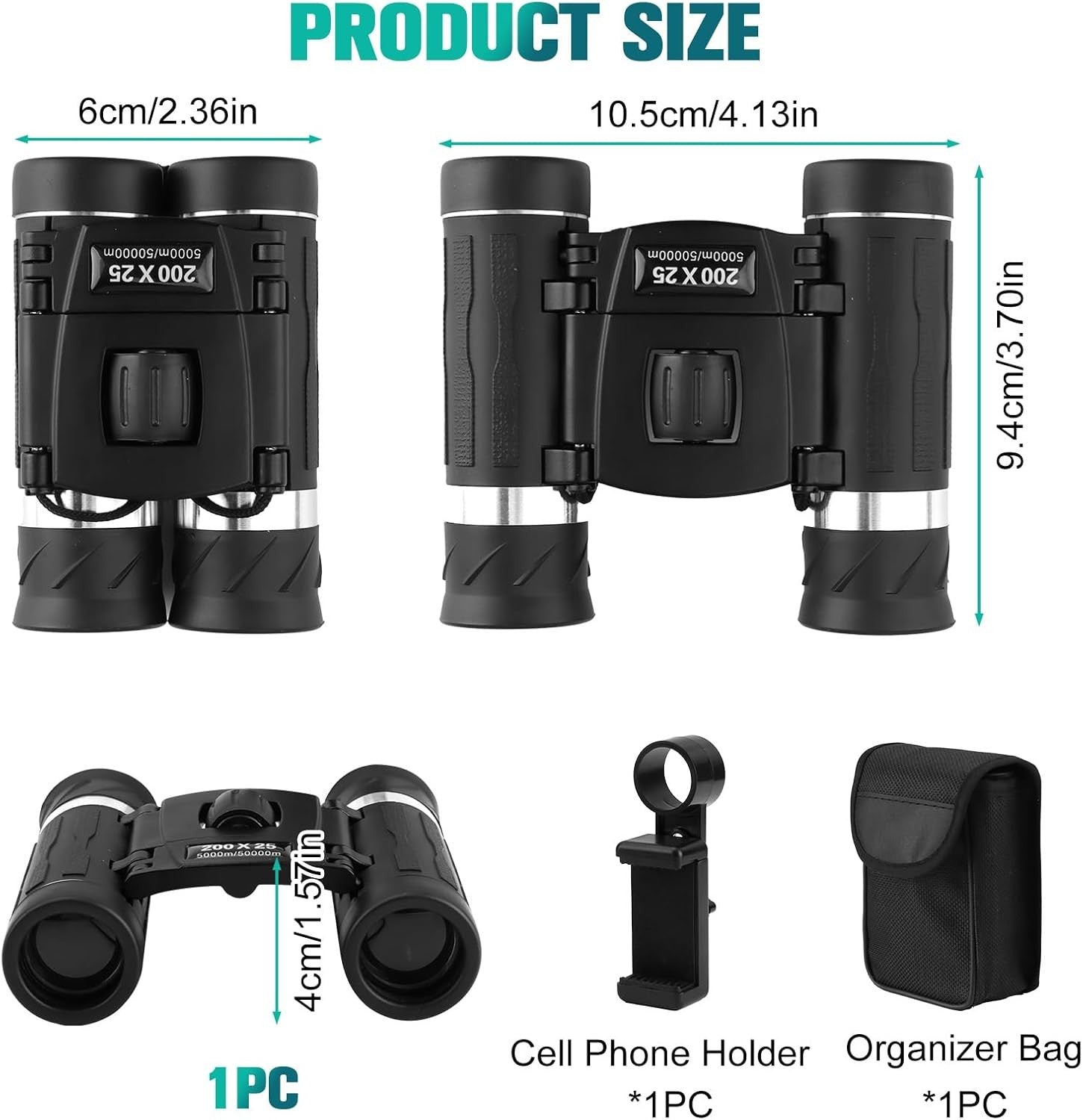 Compact 200x25 Mini Binoculars HD Outdoor Travel Birdwatching Hiking Optics