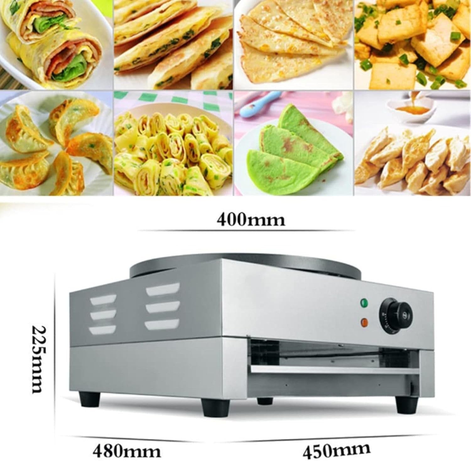 400mm Electric Crepe Maker 2800W Non Stick Cast Iron Griddle Set