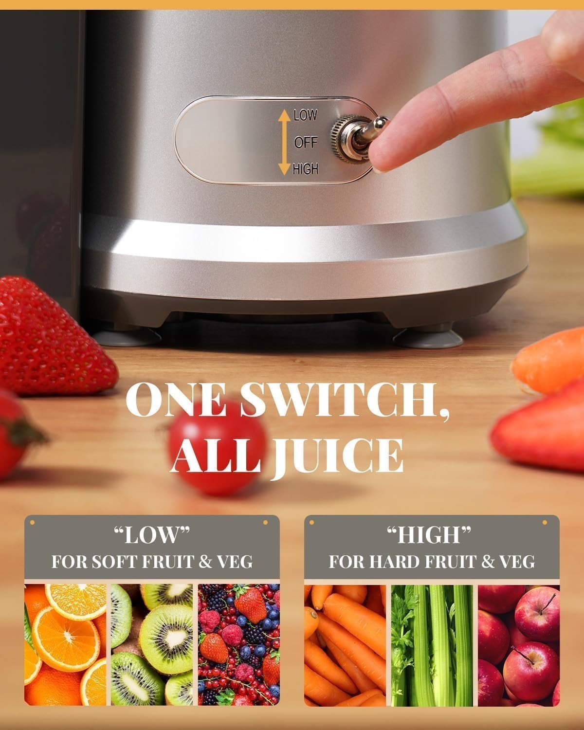 1200W Centrifugal Juicer 81mm Wide Chute Whole Fruit 2L Easy Clean