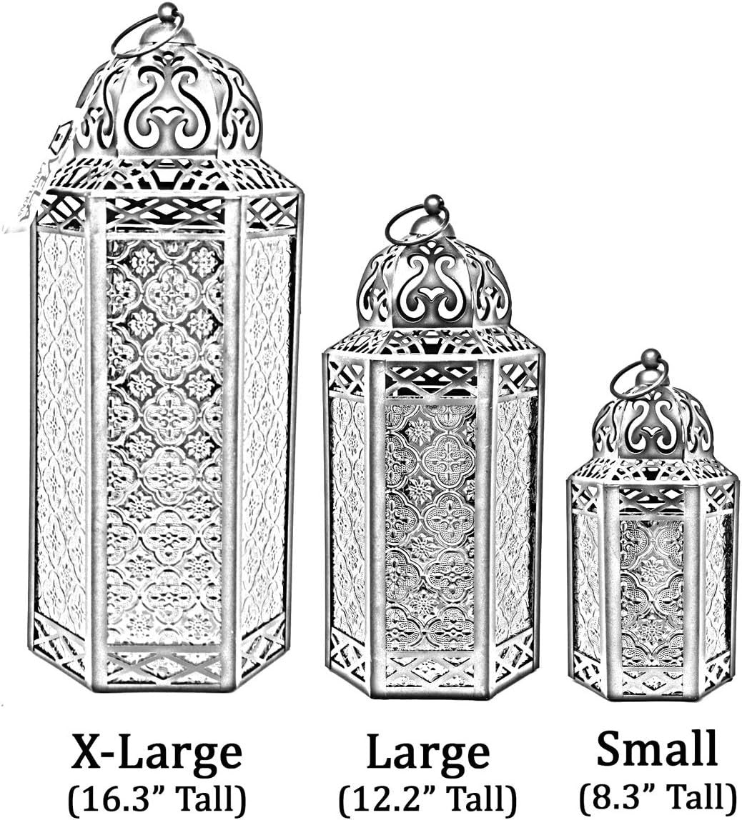 Set of 3 Green Moroccan Candle Lanterns Home Decor