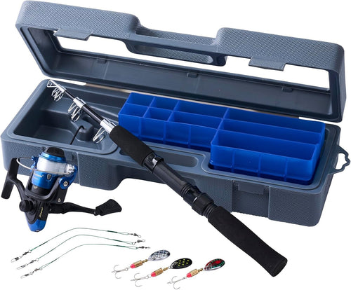 Travel Spinning Rod & Reel Combo Predator Fishing Kit with Case & Lures