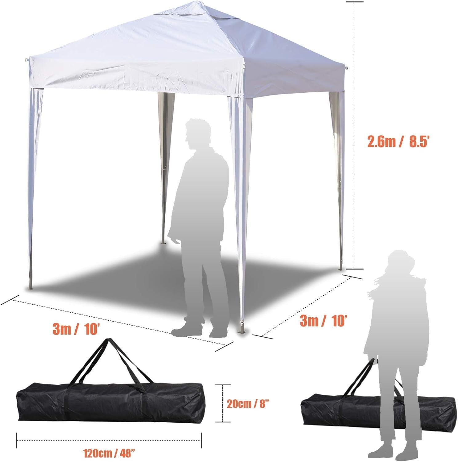 3x3M Pop Up Gazebo Heavy Duty Waterproof Outdoor Party Tent White