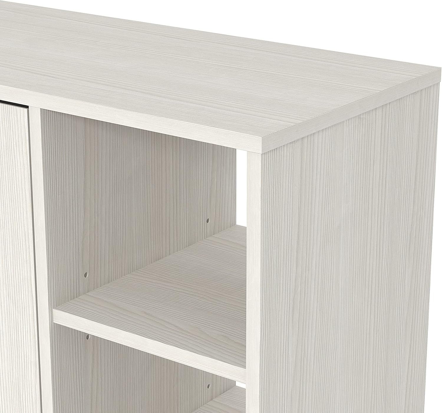 Cream Oak 2-Door Shoe Cabinet 12-Pair Storage 79.6x35.3x64.6cm