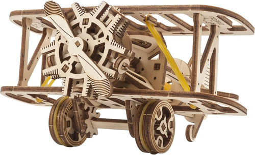 3D Wooden Airplane Puzzle Model Kit with Pull-Back Motor - 84 Pcs DIY Toy