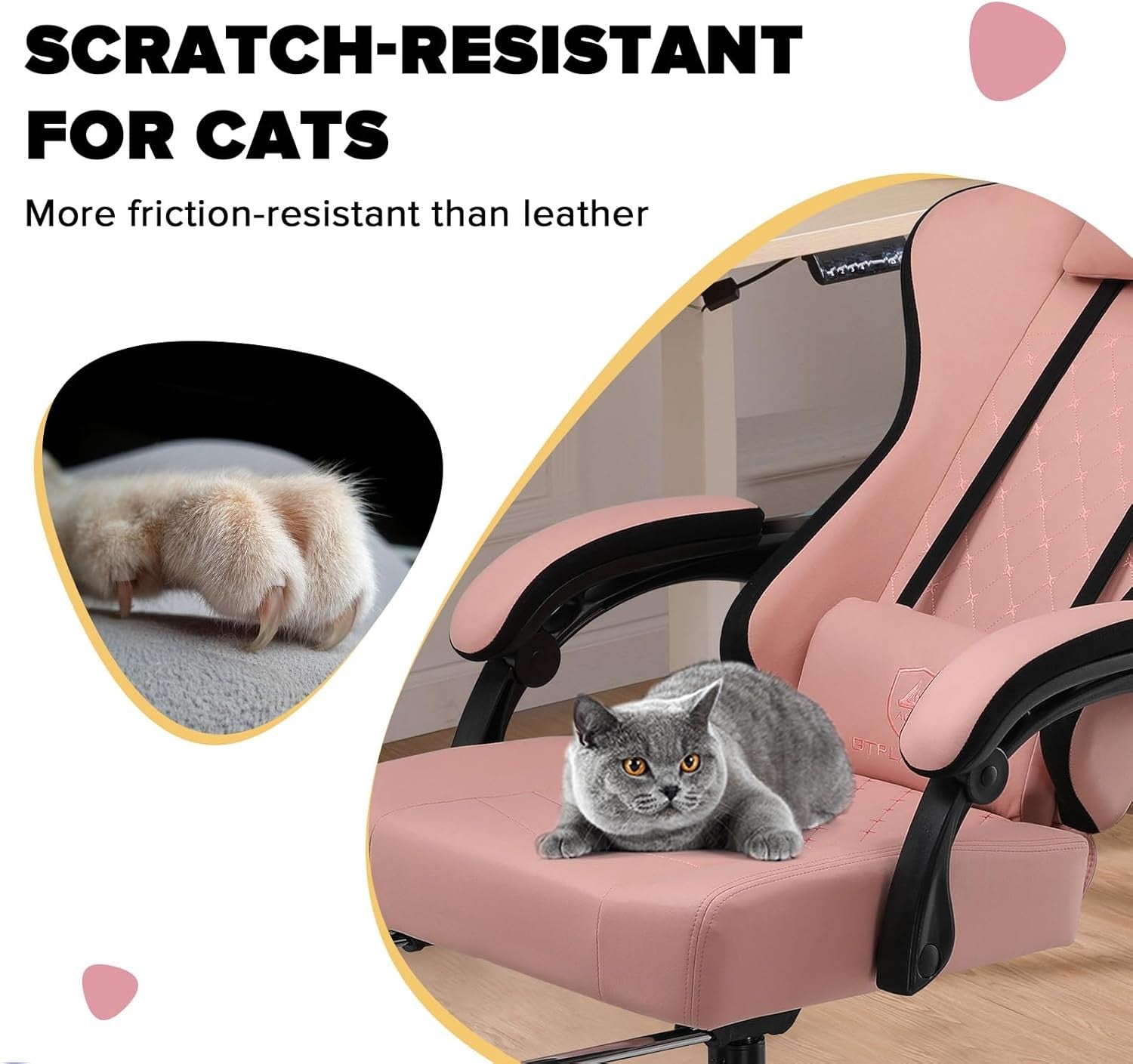 Fabric Gaming Chair with Footrest Ergonomic Reclining Desk Seat