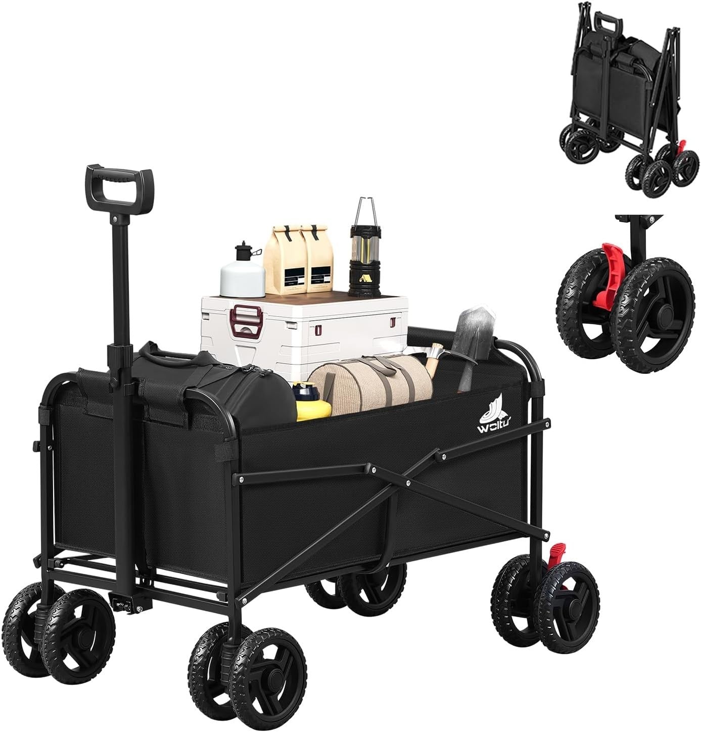Folding Garden Trolley Wagon 80kg Heavy Duty Cart Beach Camping Wheels