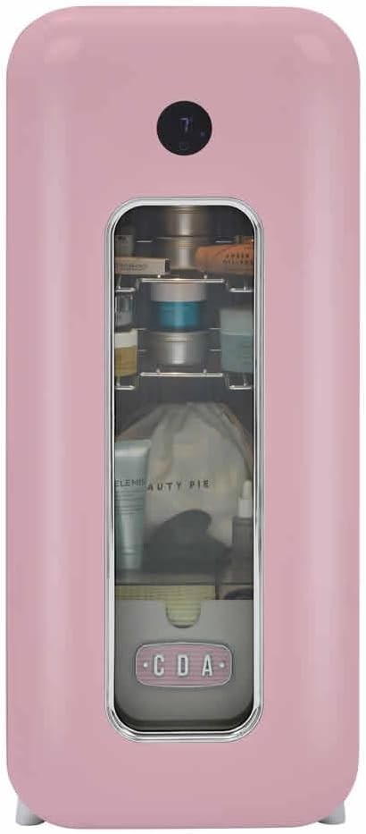 Retro Drinks Cooler Fridge Wireless Phone Charger Pink Glass Door 48L
