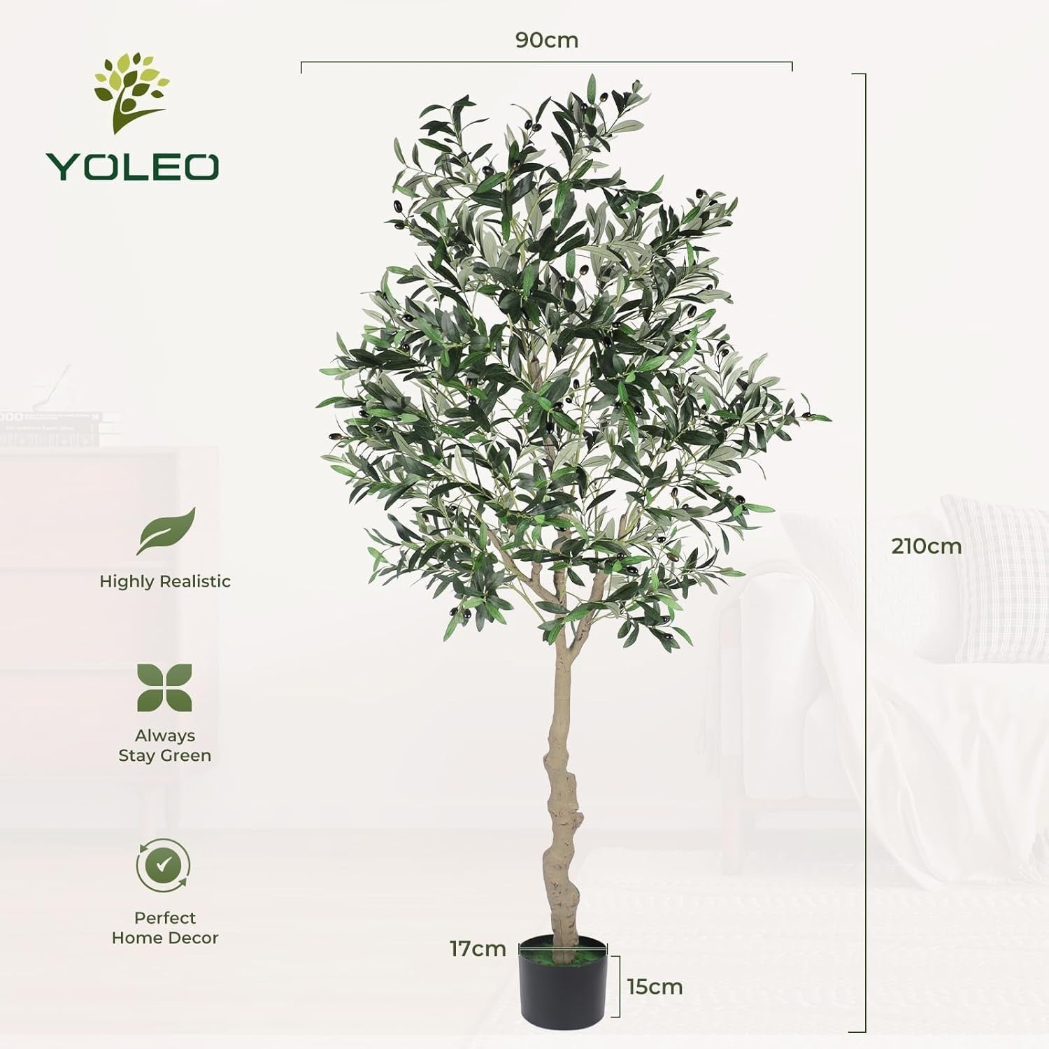 7FT Artificial Olive Tree Tall Faux Silk Plant Potted Indoor Outdoor Home Decor