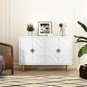 White Kitchen Sideboard Cabinet 4 Doors Storage Buffet Table with Shelves