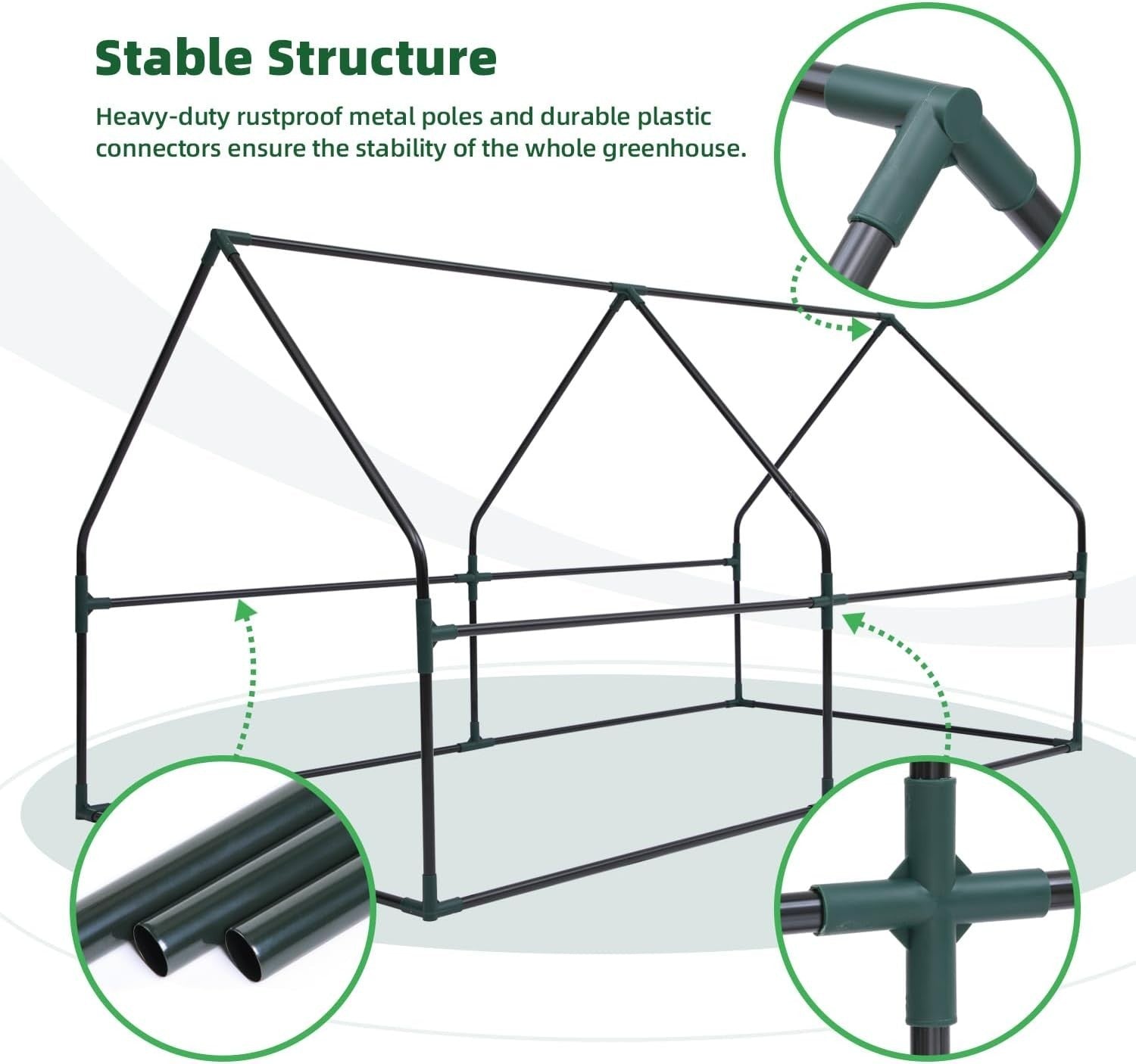 Portable Mini Greenhouse 180x90x90cm Waterproof PE Cover & Zipper Doors