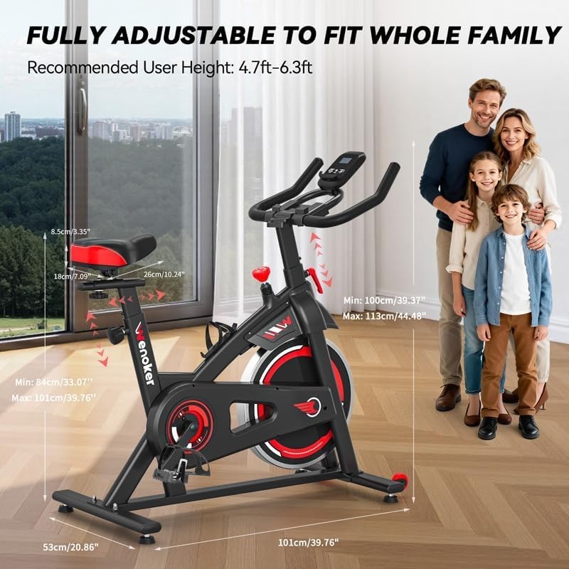 Quiet Magnetic Spin Bike w/ APP, LCD Monitor, Tablet Holder & 350lb Capacity