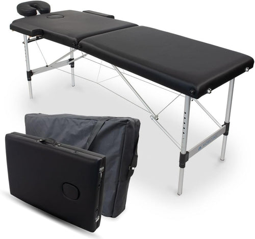 Portable Aluminium Massage Table Foldable Adjustable Therapy Spa Bed Black