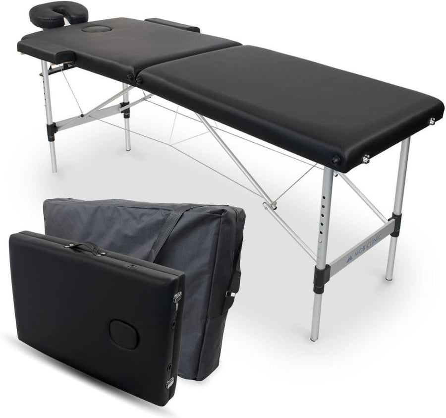 Portable Aluminium Massage Table Foldable Adjustable Therapy Spa Bed Black