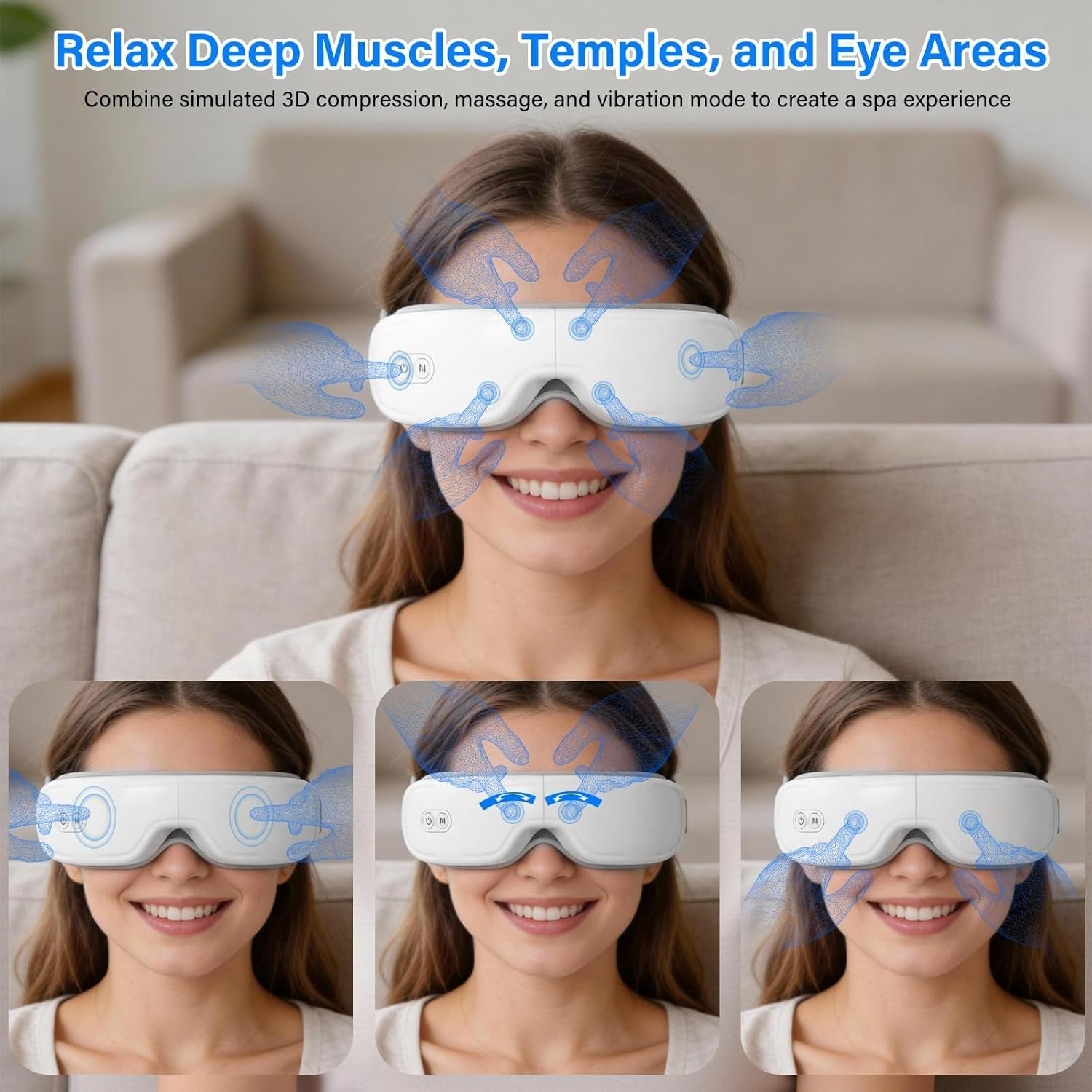 Heated Eye Massager Air Compression Bluetooth Music Sleep Relaxation