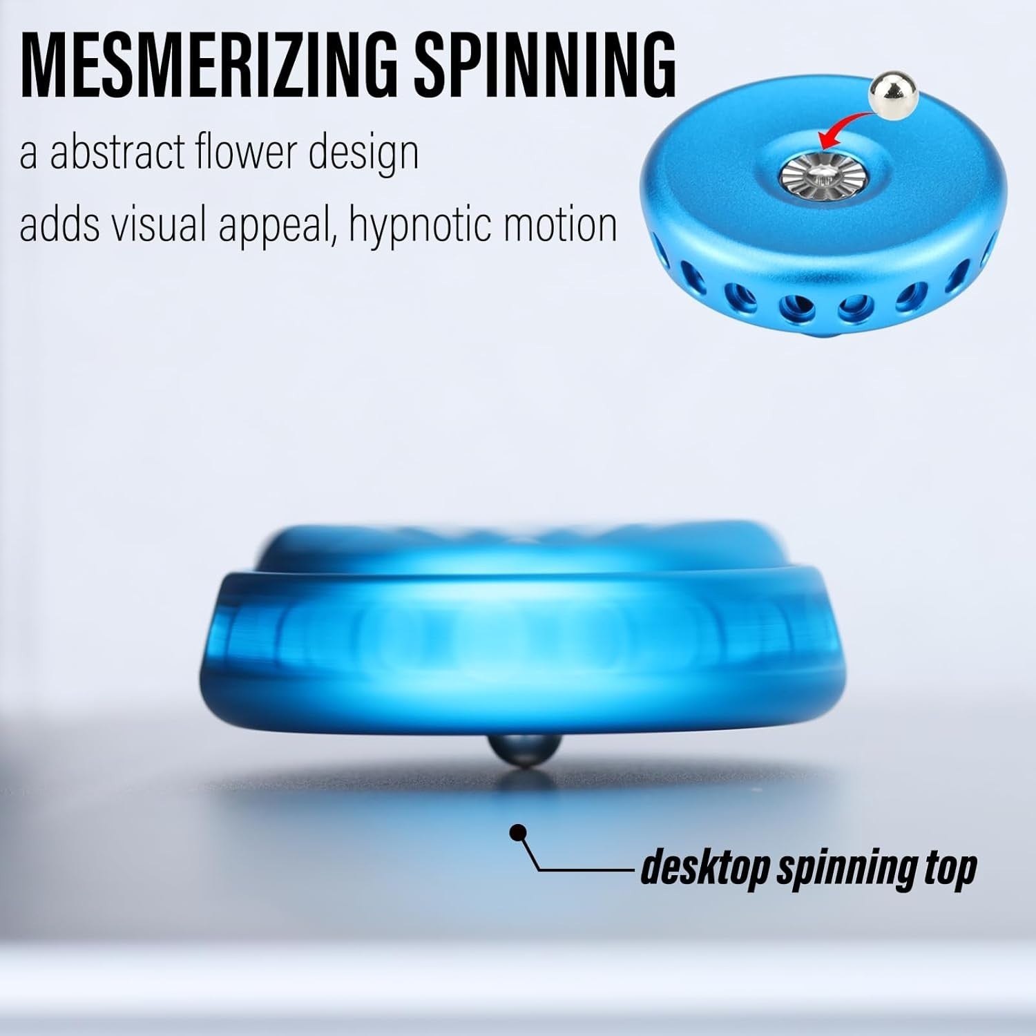 Silent Blue Metal Flower Fidget Spinner DIY Desk Coin Stress Toy