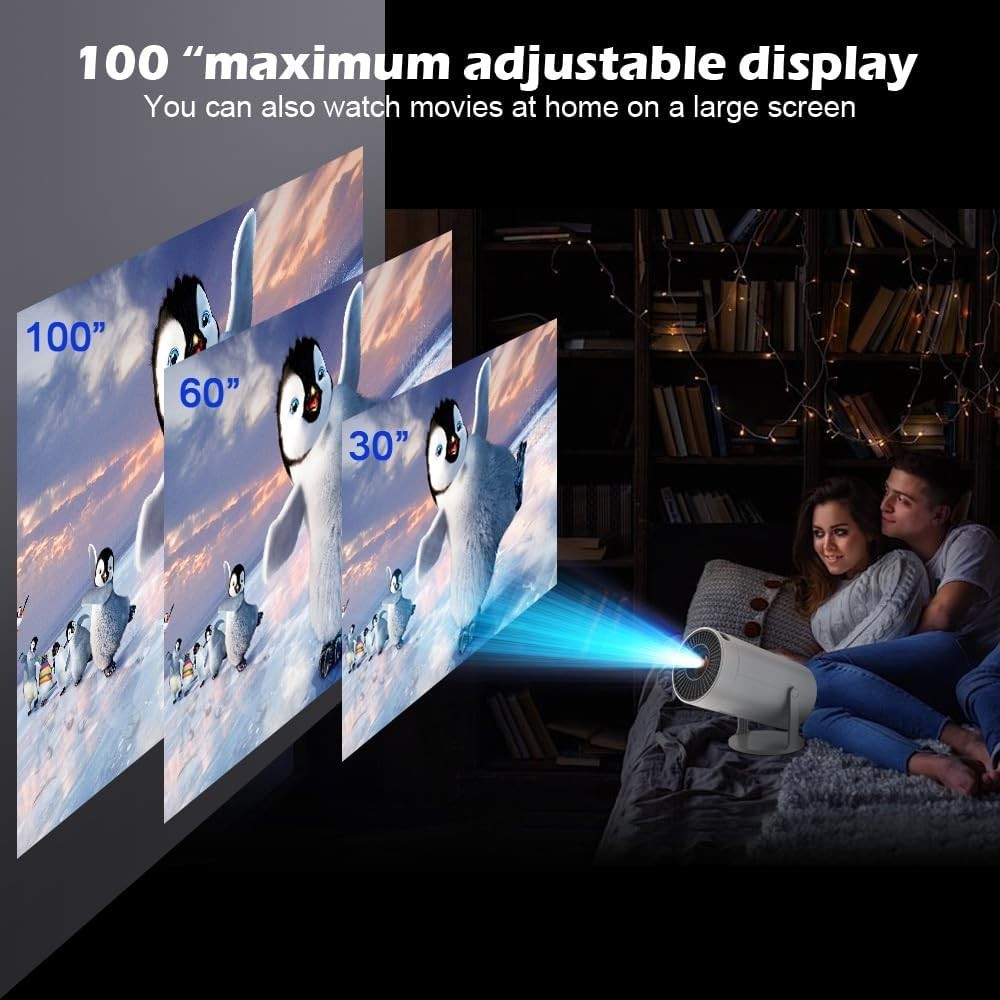 4K Smart Mini Projector WiFi 6 Bluetooth Android Auto Keystone