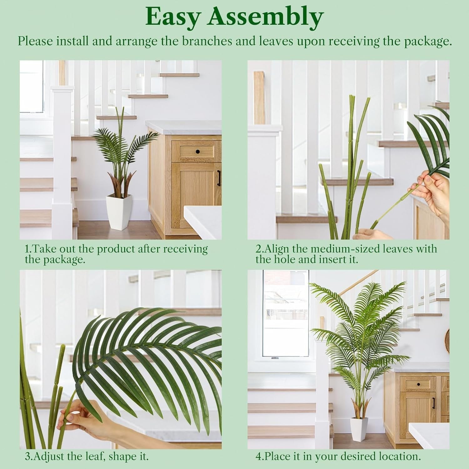 5ft Artificial Palm Tree with White Planter Indoor Fake Palm Home Decor Plant