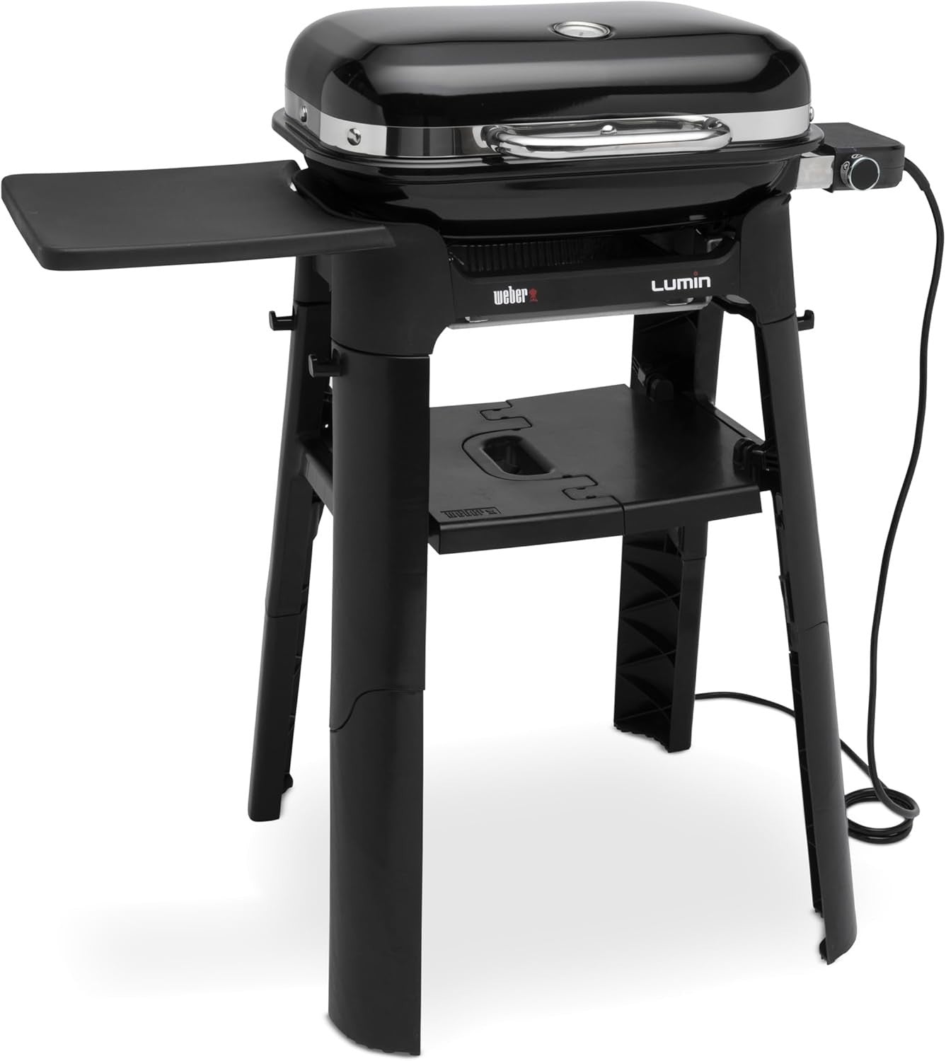 Portable Electric BBQ Grill with Stand High Heat Sear Smoke Steam Warm 43x32cm
