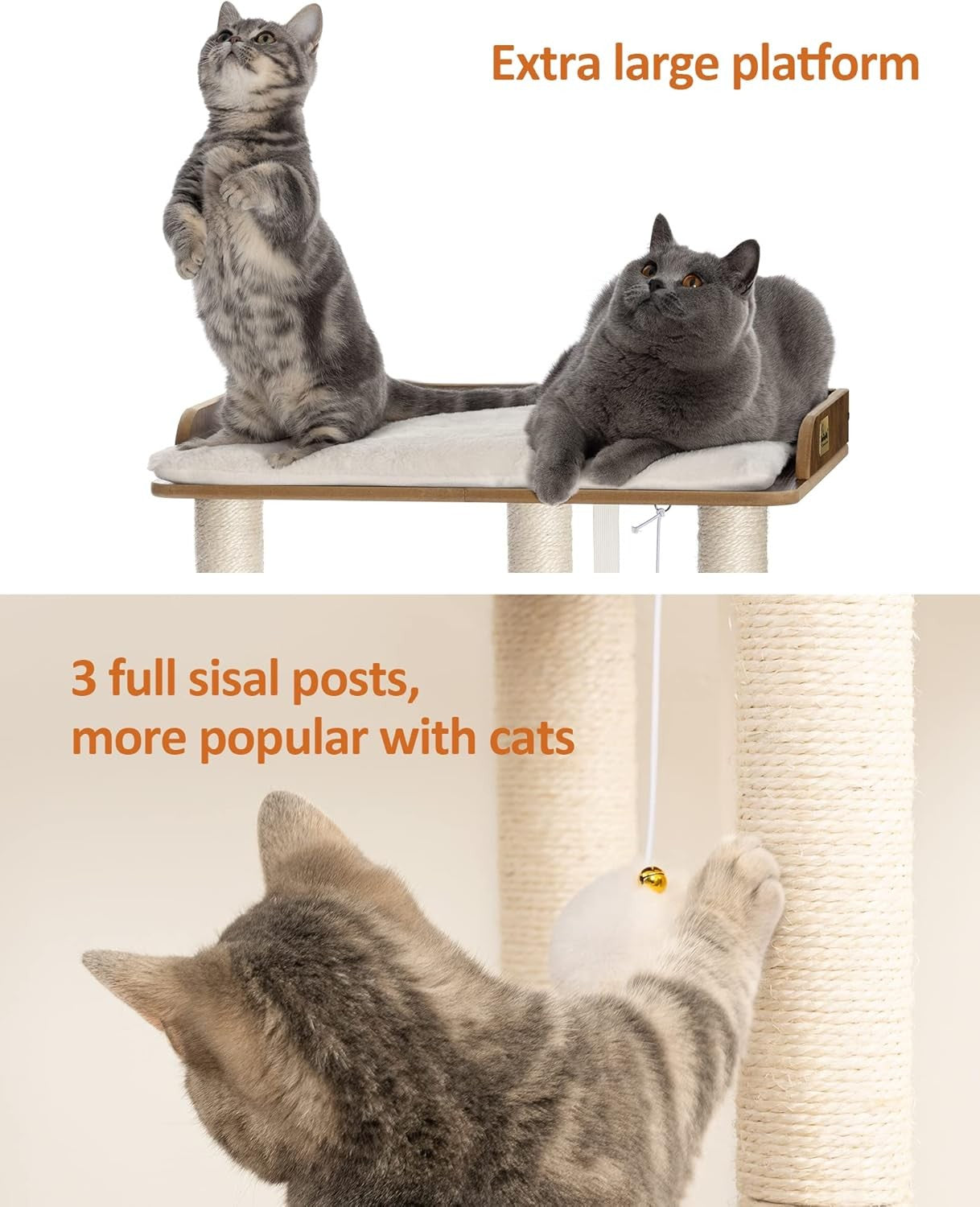 68cm Wooden Cat Tree Rustic Brown Scratching Post Tower Platform Condo