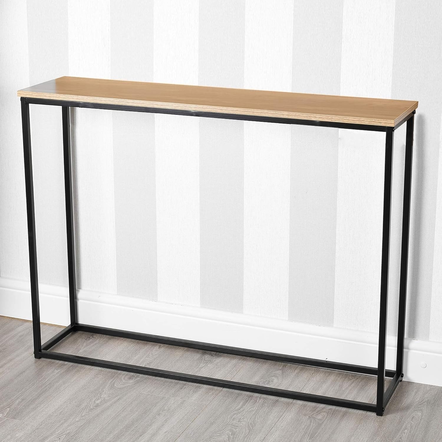 Sleek Oak Wooden Console Table with Metal Legs – Durable & Modern Hallway Furnit